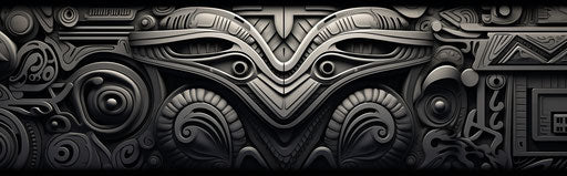 Intricate black and white design, afrofuturism style, mountainous vistas, maori art, furaffinity, calarts 16:5