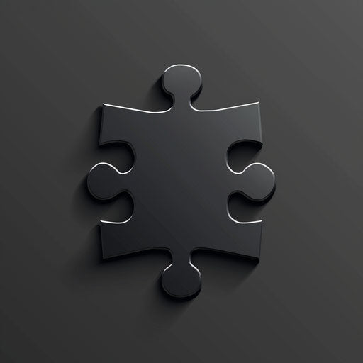 Vector puzzle piece rendered in a realistic style on a flat, dark charcoal background, accentuating dramatic contrast and intricate detail