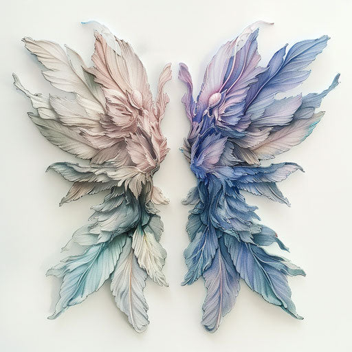 Elegant fairy wings tattoo drawing in pastel shades