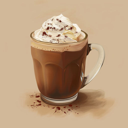 Photo-realistic quality hot cocoa clipart on a flat beige background, presenting a rustic appeal and intricate patterns
