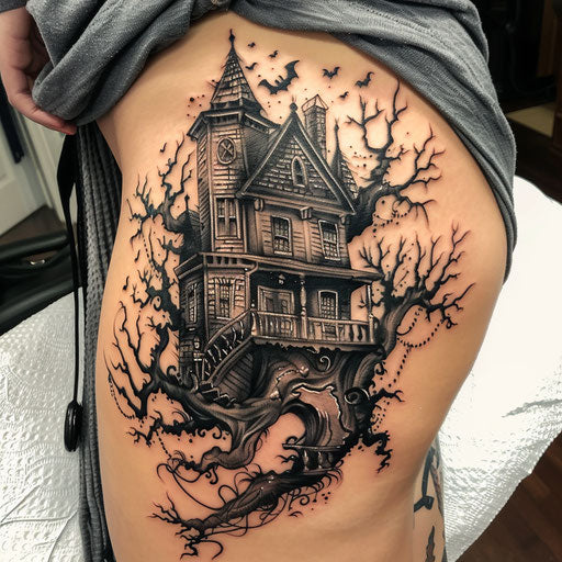 Hip tattoo haunted house