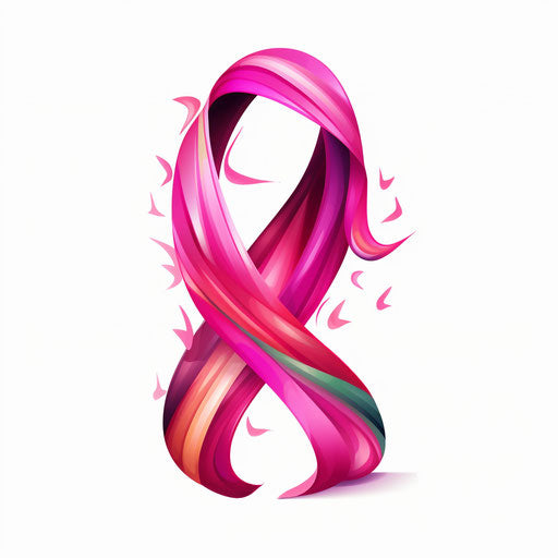 Cancer ribbon clipart in the style of Chiaroscuro Art, on a white background