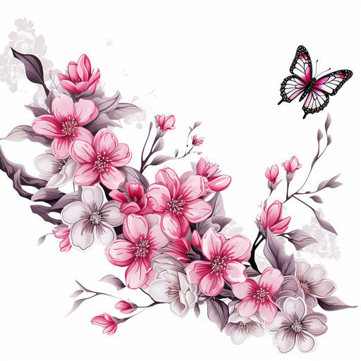 Beautiful flower with butterflies in spring