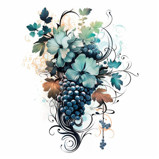 Black and white fractal tattoo with natural textures