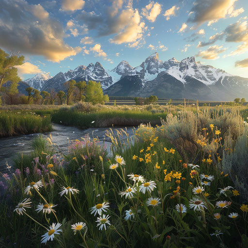 Teton Mountains with wildflowers in the foreground