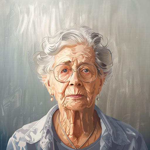 Realistic grandmother clipart on flat metallic silver background