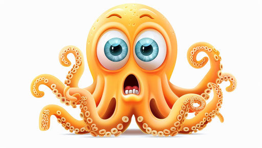 Surprised emoji in white and yellow, vector style