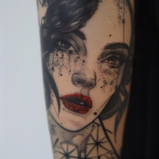 Freckle tattoos with dark surrealism, in the style of Gerald Brom