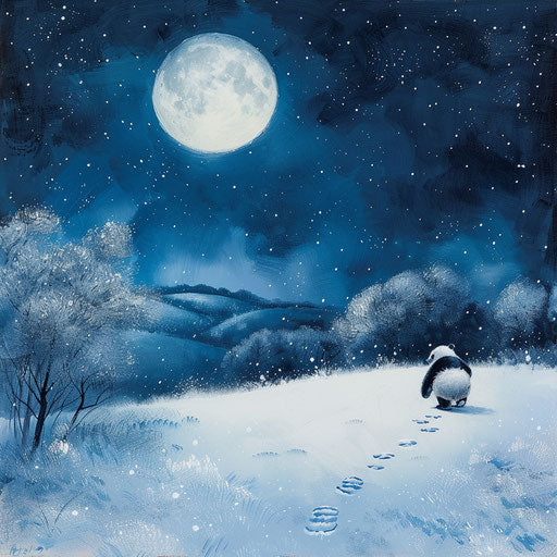 Enchanting moonlit night in a snowy landscape