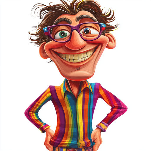 Humorous caricature of a shirt with exaggerated human characteristics