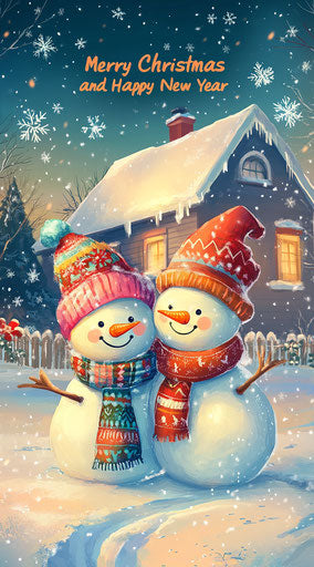 Artistic Merry Christmas And Happy New Year Caricature Clipart for Professional Use