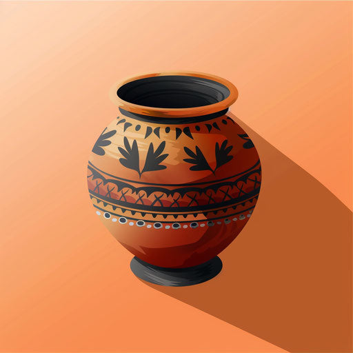 Realistic Kalash clipart on flat sunset orange background