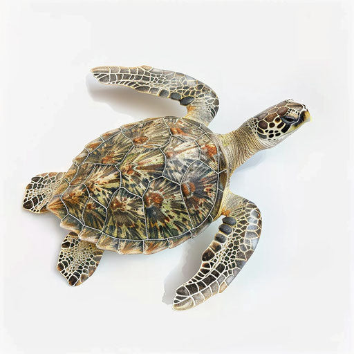 Realistic illustration of a turtle on white flat background
