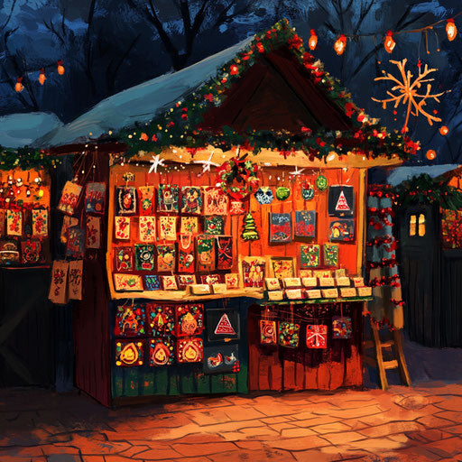 Lively Christmas market selling handcrafted cards