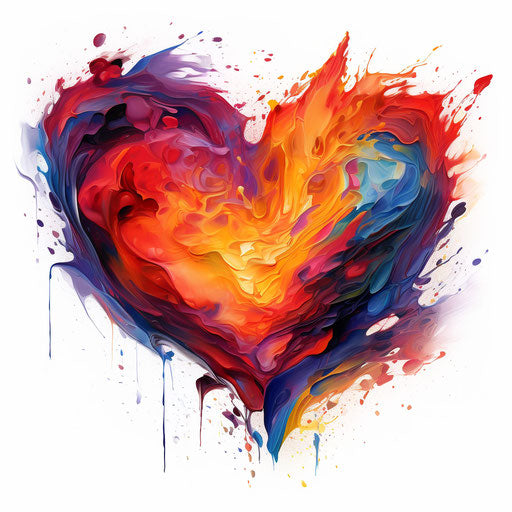 Heart clipart in oil painting style on white background