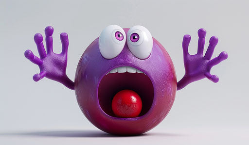 Cute 3D render of a yelling purple emoji