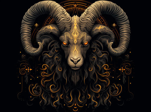 Ram head vector, Lovecraftian style, symmetrical asymmetry