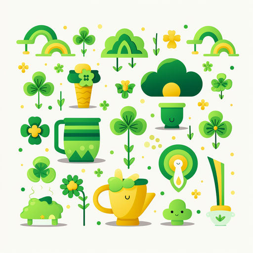 St Patricks Day clipart in Minimalist style, on white background