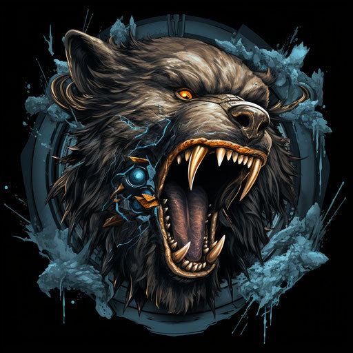 Grizzly bear paw open, angry, and biting