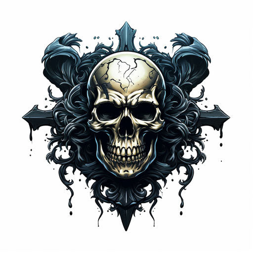 Skull and bones in Chiaroscuro Art style