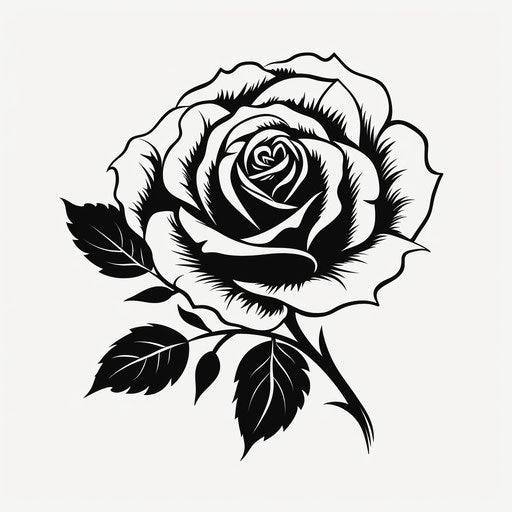 Luxurious black and white rose drawing