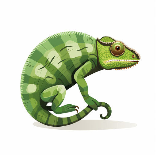 Minimalist chameleon on white background