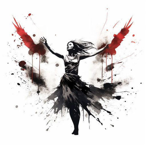 Freedom art in Chiaroscuro style on white background