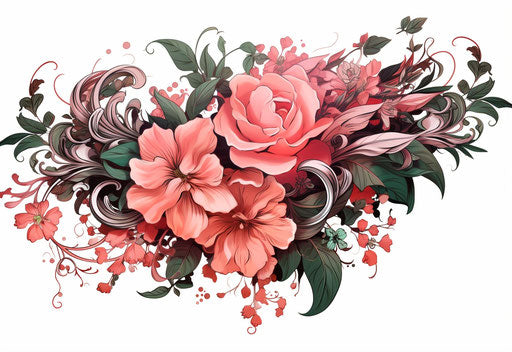 Bouquet of flowers with different colors on white background