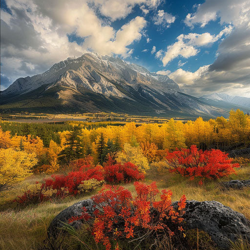 Tunnel Mountain with vibrant autumn colors