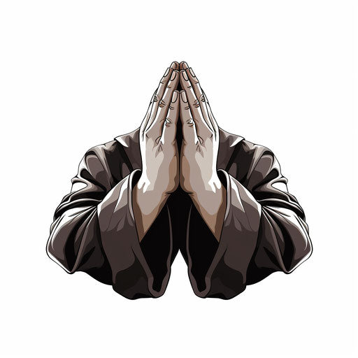 Praying hands in Minimalist style, on white background
