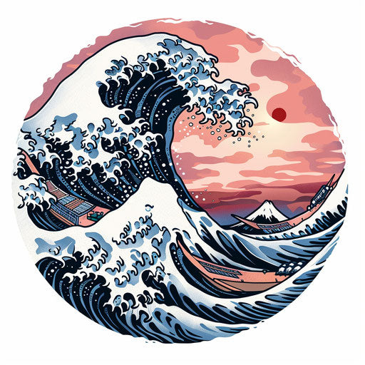 Dynamic Japanese wave in pastel colors