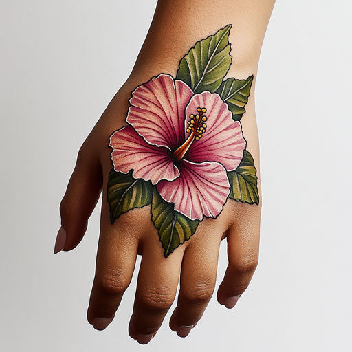 Hibiscus flower tattoo on pure white background