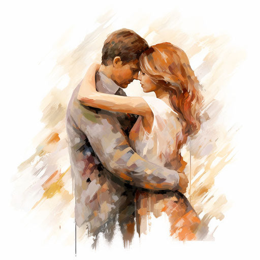 Hug clipart in the style of Impressionistic Art