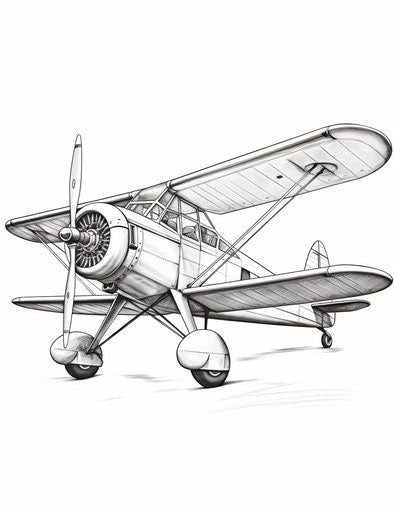 Airplane drawing on white background, art deco style, konica big mini
