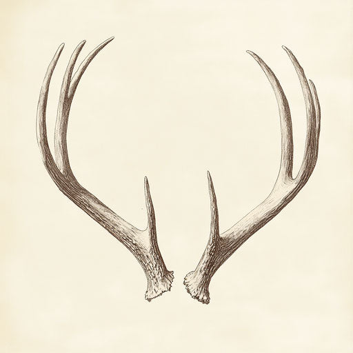 Vintage deer antlers clip art, detailed with fine lines and soft shading