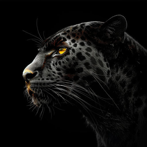 Panther clipart in photo realistic style with a flat random background, high contrast and saturated hues