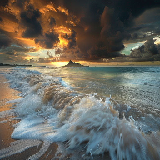 Moody sunset at Lanikai Beach, Hawaii