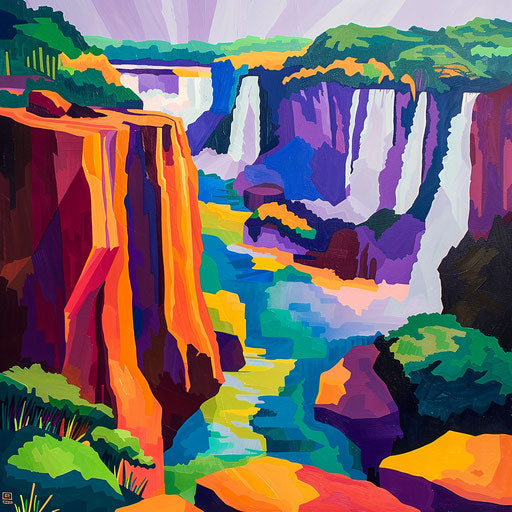 Iguazu Falls with abstract rock formations