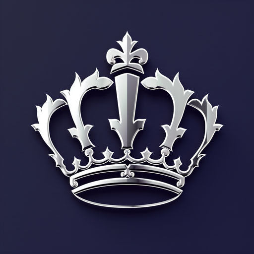Silver and navy crown logo on a sleek background