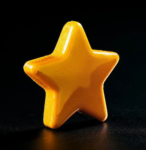 Yellow star on black background, cute cartoonish design, social media icons