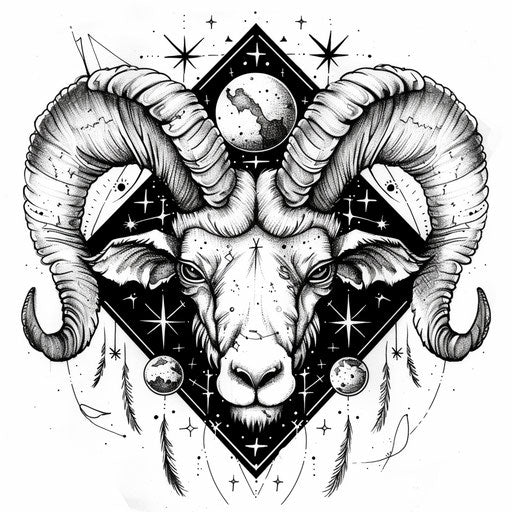 Sketch of cosmic Aries constellation tattoo