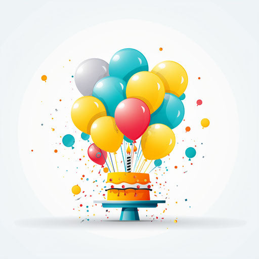 Funny happy birthday clip art in minimalist style