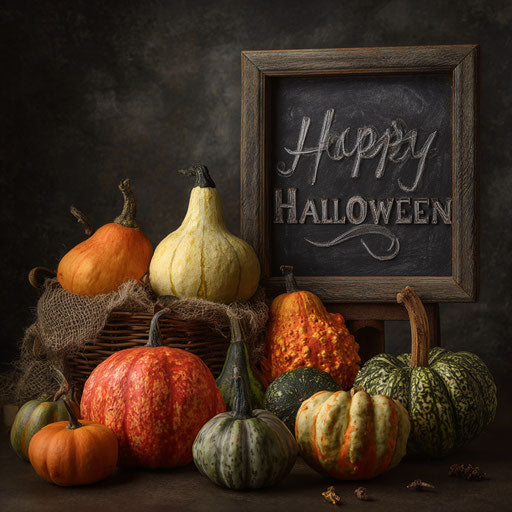 Halloween Still Life Against a Dark Background