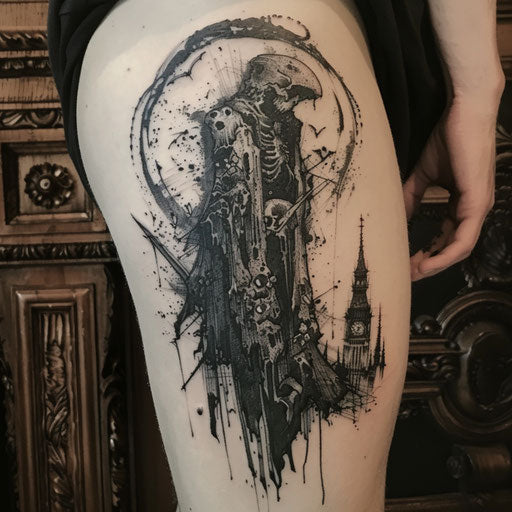 Tattoo symbols with dark surrealism in the style of Gerald Brom