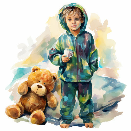 Pajama day in Impressionistic Art style on white background
