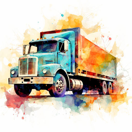 Truck clipart in the style of Impressionistic Art
