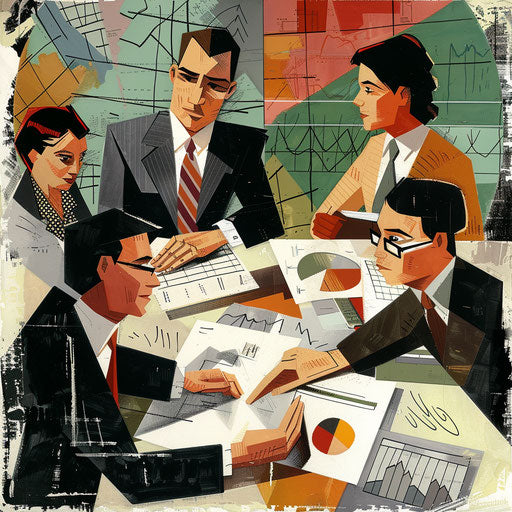 Team working on financial forecasts and projections