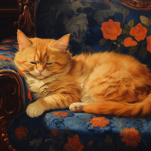 Sleeping cat on a couch