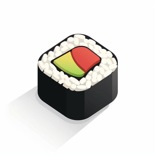 Simple vector icon of a sushi roll, isometric view