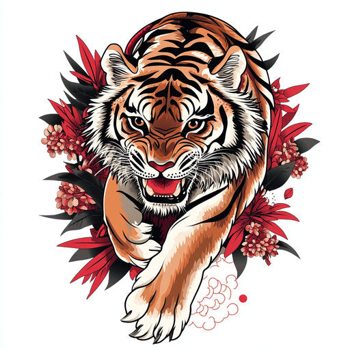 Beautiful flat style tiger tattoo sketch on hand
